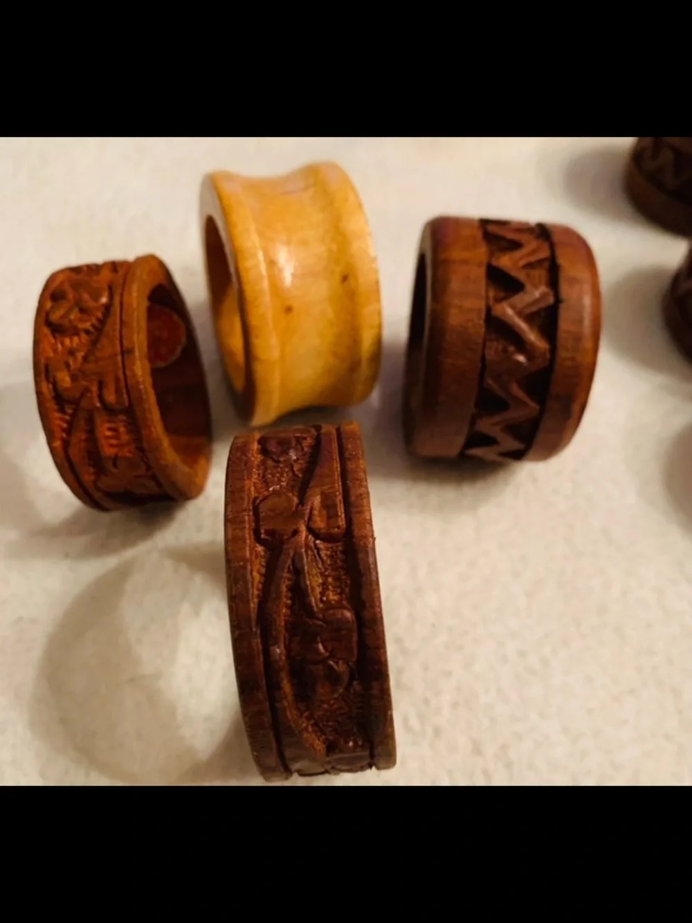 Mismatched set of 10 wooden napkin rings Farmhouse Boho Cottage Vintage